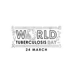 Obraz premium World Tuberculosis Day - Vector logo poster banner illustration of World Tuberculosis Day on March 24th. Lungs Health care awareness campaign. isolated on white background.