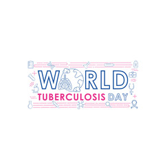 World Tuberculosis Day - Vector logo poster banner illustration of World Tuberculosis Day on March 24th. Lungs Health care awareness campaign. isolated on white background.