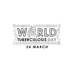 Obraz premium World Tuberculosis Day - Vector logo poster banner illustration of World Tuberculosis Day on March 24th. Lungs Health care awareness campaign. isolated on white background.