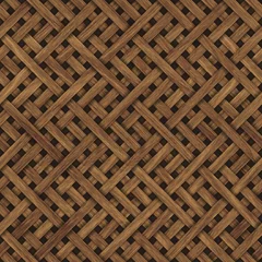 Fototapete 3D Geschnitzte geometrische Muster auf Holz Hintergrund nahtlose Textur, diagonale Streifen, Kreuzmuster, 3D-Darstellung