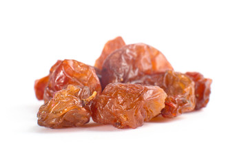 brown sultanas raisins isolated on white background