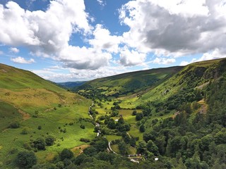 Mountains in Wales. Drone footage.