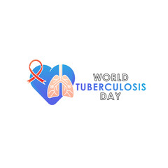 World Tuberculosis Day - Vector logo poster banner illustration of World Tuberculosis Day on March 24th. Lungs Health care awareness campaign. isolated on white background.
