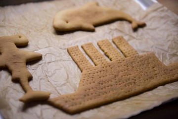 Beautiful decorative boat cookies, pastry baking cooking cookies.