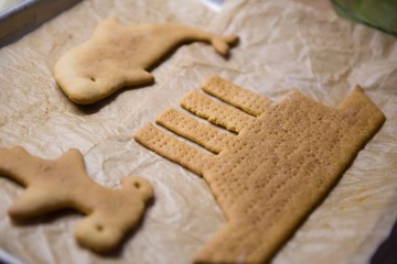 Beautiful decorative boat cookies, pastry baking cooking cookies.
