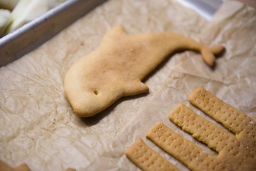 Beautiful decorative boat cookies, pastry baking cooking cookies.