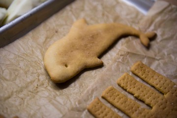 Beautiful decorative boat cookies, pastry baking cooking cookies.