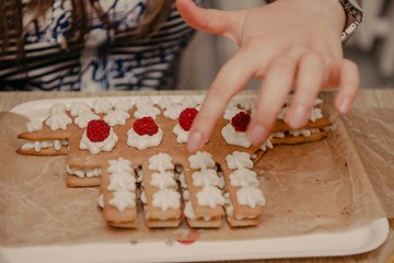 Beautiful decorative boat cookies, pastry baking cooking cookies.
