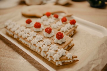 Beautiful decorative boat cookies, pastry baking cooking cookies.