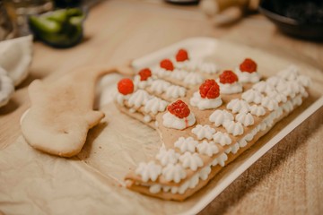 Beautiful decorative boat cookies, pastry baking cooking cookies.