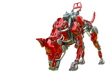 cyber dog sniffing with copy space