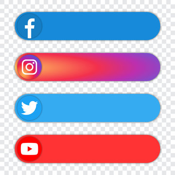 Set of of popular social media logo - facebook, instagram, twitter, youtube