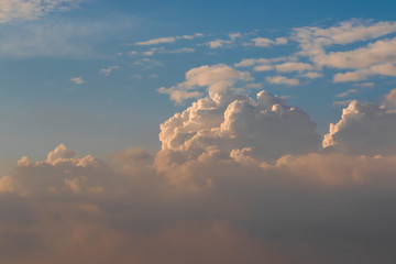 Background of colorful sky concept: Dramatic sunset with twilight color sky and clouds