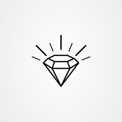 Diamond icon outline vector. Gemstone symbol