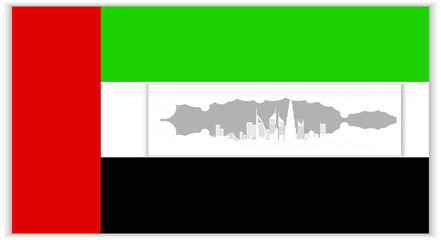views of Dubai and with world-famous landmarks in a paper-cut vector illustration. United Arab Emirates (UAE). can be used for backgrounds, web templates, banners, landing pages.