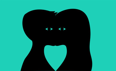 abstract illustration of male and female with two eyes. Vector Illustration