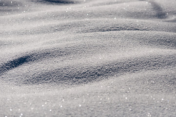 Glittering ice crystals and snow on a bright winter day in Finland