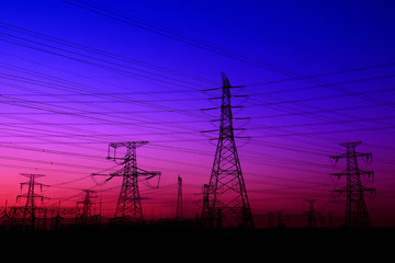 Fototapeta premium Electric power tower silhouette