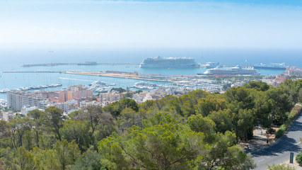 Fototapeta premium View of Palma de Mallorca with the Bellver castle