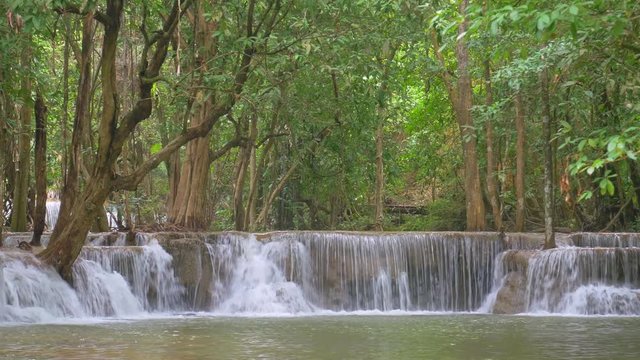 Deep forest Waterfall, Kanchanaburi, Thailand 