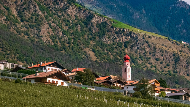 Beautiful alpine view near Schlanders, Vinschgau, South Tyrol, Italy