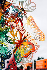 abstract background with flowers and butterflies