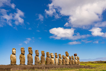 easter island rapa nui moai chile - obrazy, fototapety, plakaty