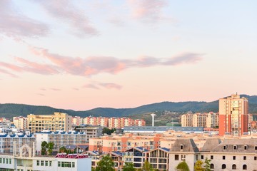 Cityscape of Xiangyun County During Sunrise