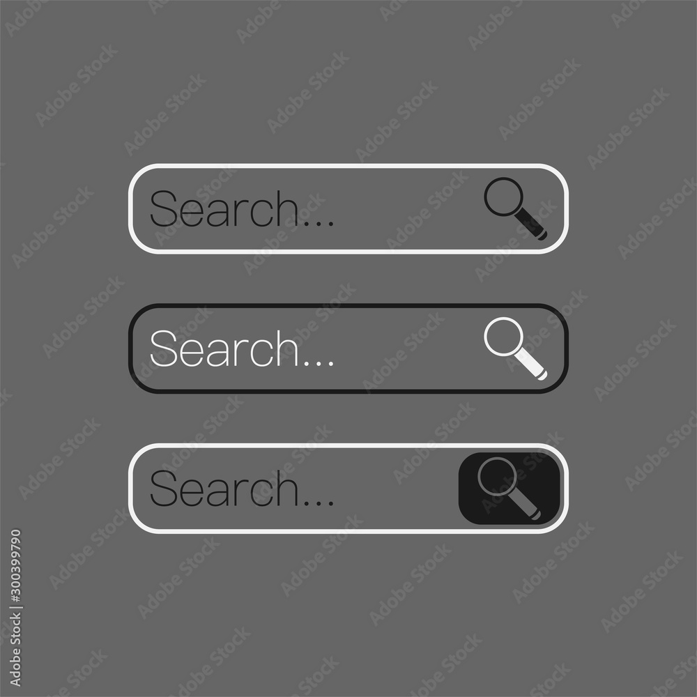 Poster search bar for ui, design and web site. search address and navigation bar icon. collection of search