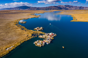 peru puno titicaca lake uros islands - obrazy, fototapety, plakaty
