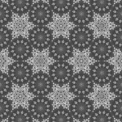 Black and white, seamless pattern background. Fractal & kaleidescope art pattern background. Wall paper, wrapping paper and cover design.