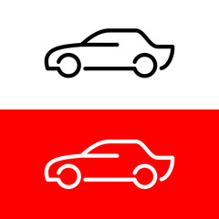 Car line icon. Side view simple elegant style vehicle symbol. Adjustable stroke width.