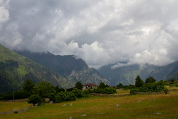Fototapeta na wymiar Typical georgian village. Upper Svaneti, Georgia.