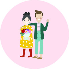 vector of wedding couple logo on wedding cerebration ceremony illustration card