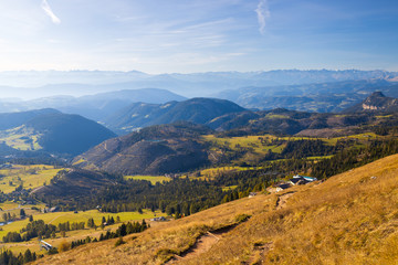 Beautiful alpine landscape. Roda di Vael mountain group. Bolzano province. South tyrol. Italy