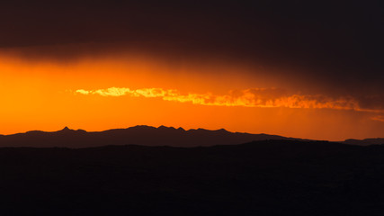 Sunset at Titicaca lake in Puno, Peru