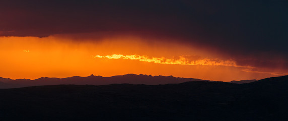 Fototapeta na wymiar Sunset at Titicaca lake in Puno, Peru