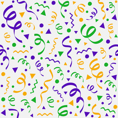 Carnaval Party - design of seamless texture and serpentines. Vector