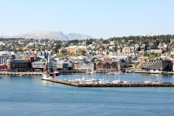 Large view on Tromsø from the bridge