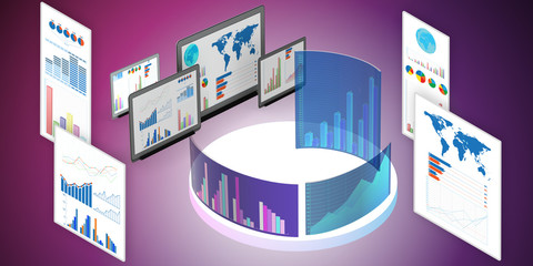 Various visualisation at trading environment - 3d rendering