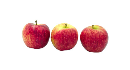 three fresh red apple isolated on white background with clipping path