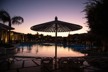 Territory of  Resort in Hurghada, Egypt at night