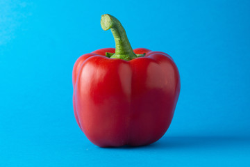 Red ripe peppers on a blue background