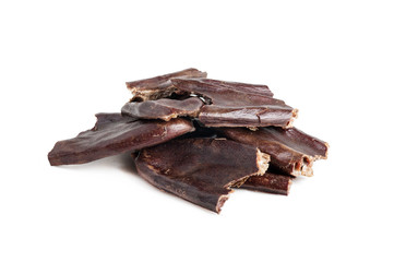 broken carob pods isolated on white background