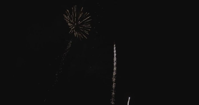 Colorful firework show in Utah, low angle