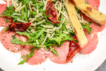 tasty Steak tartare (Raw beef) - classic steak tartare on white plate