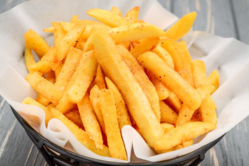 A Serving of fries, fried potatoes