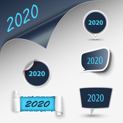 New Year card with collection design element pointers template