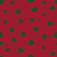 Vector red textured polka dots seamless pattern background