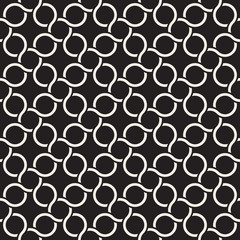 Vector seamless pattern. Monochrome bold wavy stripes background. Decorative geometric interlaced lines.
